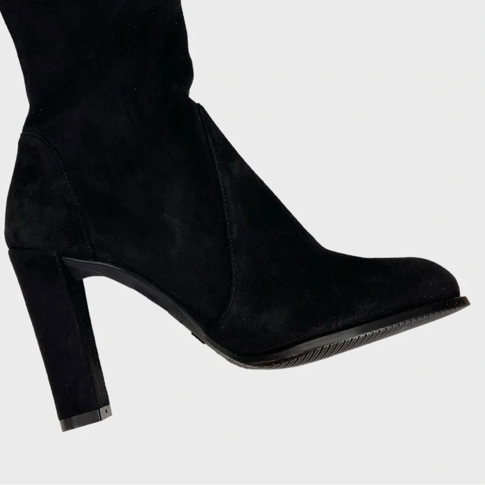 Stuart Weitzman Black Suede Leather Over the Knee Highland Boots Size 5.5